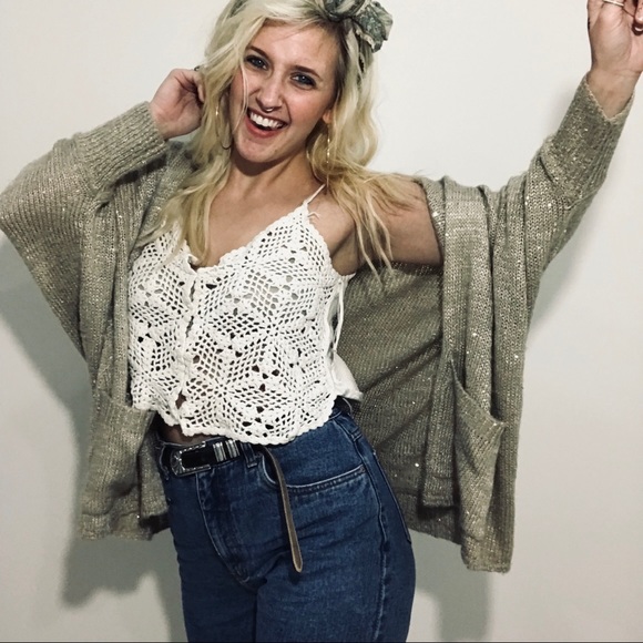 Arden B Sweaters - {Arden B} Tan Sparkle Shrug